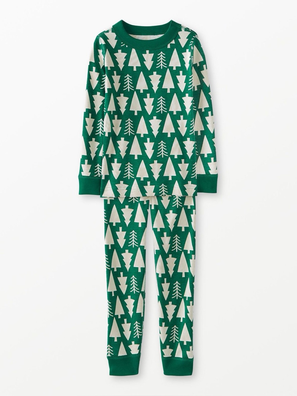 Hanna Andersson Holiday Christmas Tree Pajama Set in Winter Green